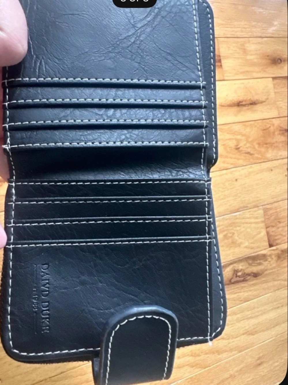 Bear-Print Zip Card Holder Wallet - Black and Cream